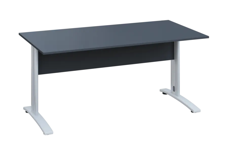 EPK 28 - 16 stůl kancelářský, kovová podnož bílá, deska 25 mm, široký 1600 mm, antracit